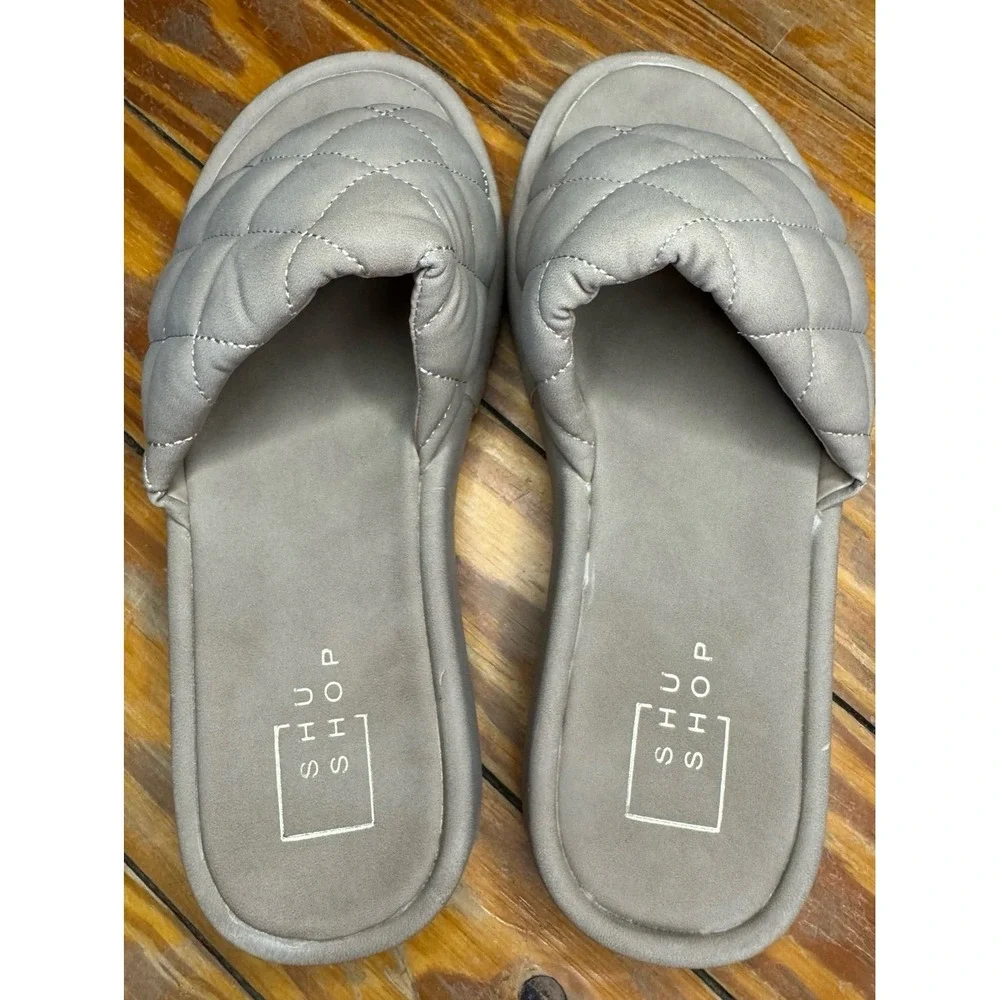 SHUShop‎ Taupe Suede Slide On Sandals Size 6